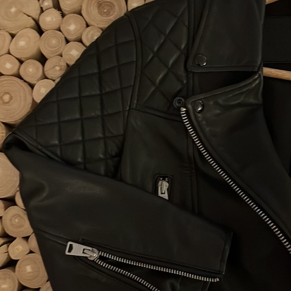 All Saints Beattie biker leather jacket black US 4 - Picture 5 of 9